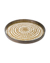 "GOLD BEADS - MIST AGED MIRROR TRAY-ROUND/LARGE"
